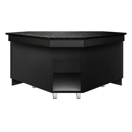 GGM Gastro Corner Till Counter TORONTO - 1565mm - Black front panel - Black granite worktop - Matt black finish - Stainless steel body