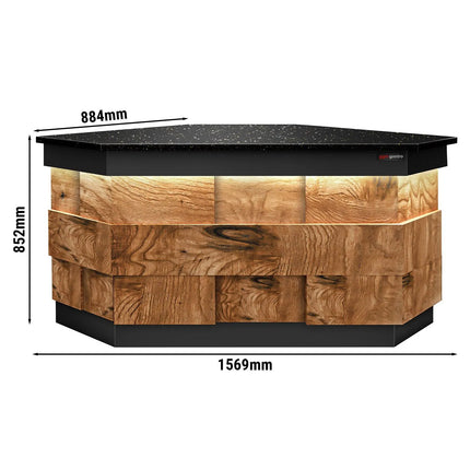 GGM Gastro Corner Till Counter TORONTO - 1569mm - Wood-effect front panel - Black granite worktop - Matt black finish - Stainless steel body