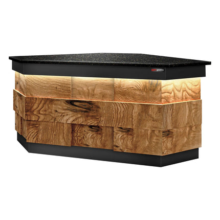 GGM Gastro Corner Till Counter TORONTO - 1569mm - Wood-effect front panel - Black granite worktop - Matt black finish - Stainless steel body