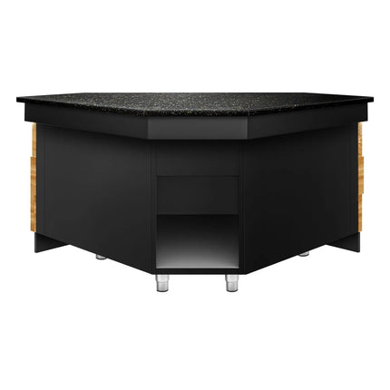 GGM Gastro Corner Till Counter TORONTO - 1569mm - Wood-effect front panel - Black granite worktop - Matt black finish - Stainless steel body