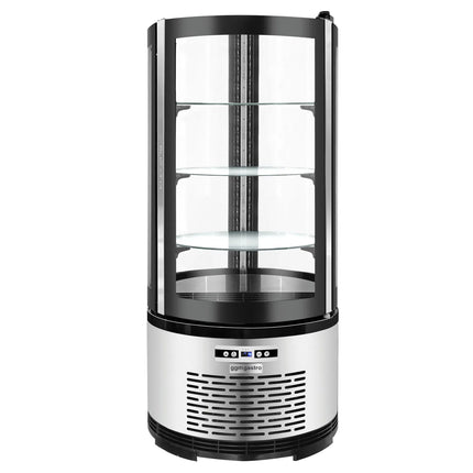 GGM Gastro Countertop 4-Sided Glass Display Fridge - 100L - 480mm - Double glazing - round - with 3 glass shelves