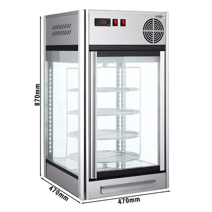 GGM Gastro Countertop 4-Sided Glass Display Fridge - 108L - 470mm - Double glazing - square - with 4 rotating shelves - 1 glass door - for patisserie