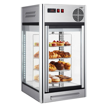 GGM Gastro Countertop 4-Sided Glass Display Fridge - 108L - 470mm - Double glazing - square - with 4 rotating shelves - 1 glass door - for patisserie