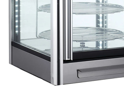 GGM Gastro Countertop 4-Sided Glass Display Fridge - 108L - 470mm - Double glazing - square - with 4 rotating shelves - 1 glass door - for patisserie