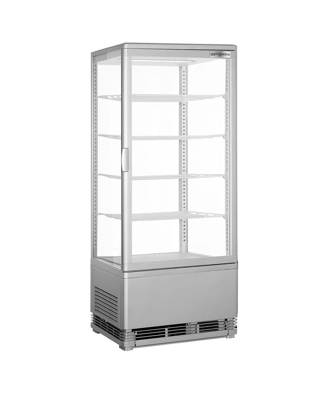 GGM Gastro Countertop 4-Sided Glass Display Fridge - 98L - 428mm - Double glazing - square - with 5 shelves - 1 glass door