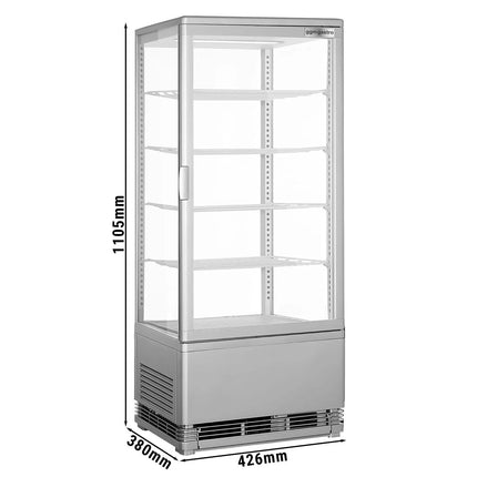 GGM Gastro Countertop 4-Sided Glass Display Fridge - 98L - 428mm - Double glazing - square - with 5 shelves - 1 glass door