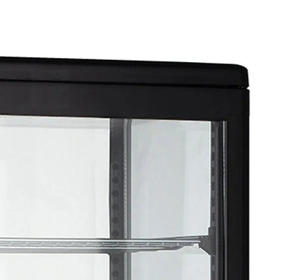GGM Gastro Countertop 4-Sided Glass Display Fridge - 98L - 428mm - Double glazing - square - with 4 shelves - 1 glass door - Black