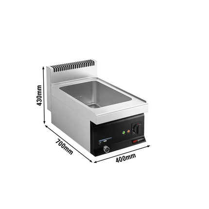 GGM Gastro Countertop Bain Marie - 1x GN 1/1 or 2x GN 1/2 - 1,2 kW - with Drain Tap