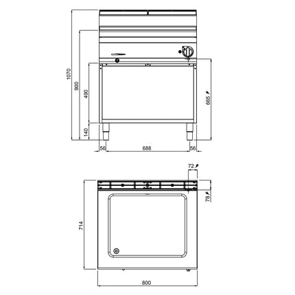 GGM Gastro Countertop Bain Marie - 2x GN 1/1 - 2,4 kW - with Drain Tap