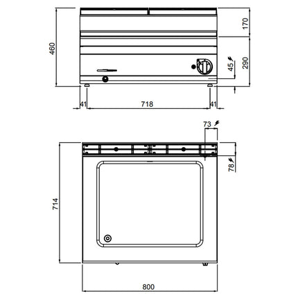 GGM Gastro Countertop Bain Marie - 2x GN 1/1 - 2,4 kW - with Drain Tap