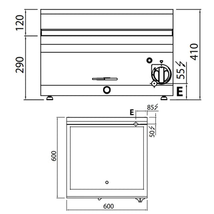 GGM Gastro Countertop Bain Marie - 6x GN 1/4 - 1,2 kW - with Drain Tap