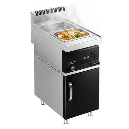 GGM Gastro Countertop Bain Marie - GN 1/1 - 1,2 kW - incl. Substructure with 1 door - with Drain Tap