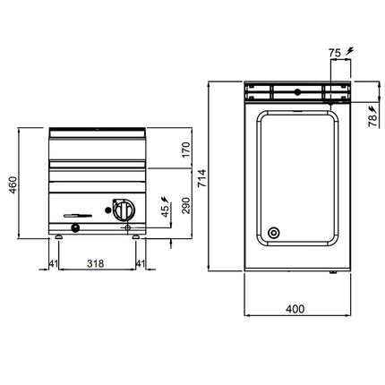 GGM Gastro Countertop Bain Marie - GN 1/1 - 1,2 kW - with Drain Tap