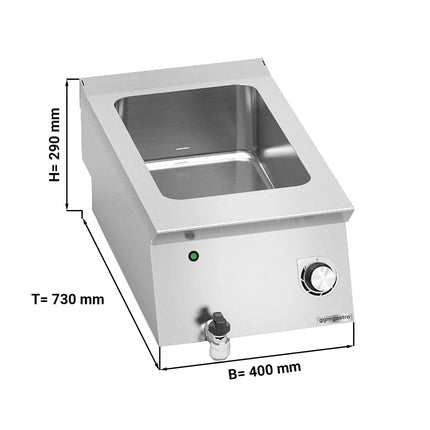 GGM Gastro Countertop Bain Marie - GN 1/1 - 150mm deep - 1,2 kW - Wet Heat - with Drain Tap