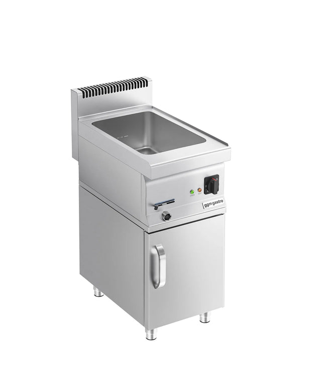 GGM Gastro Countertop Bain Marie - GN 1/1 or 2x GN 1/2 - 1,2 kW - incl. Substructure with 1 door - with Drain Tap