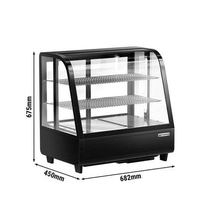 GGM Gastro Countertop display fridge - 100L - 682mm - Double glazing - round - with 2 shelves - rear sliding glass doors