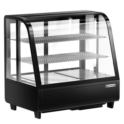 GGM Gastro Countertop display fridge - 100L - 682mm - Double glazing - round - with 2 shelves - rear sliding glass doors