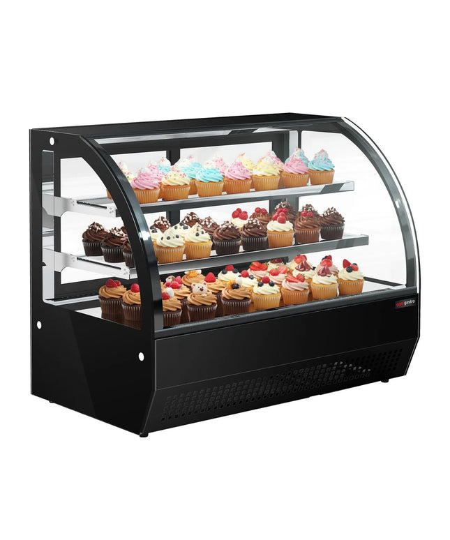 GGM Gastro Countertop display fridge - 105L - 700mm - Double glazing - with 2 glass shelves - 2 rear sliding glass doors