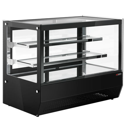 GGM Gastro Countertop display fridge - 120L - 700mm - Double glazing - square - with 2 glass shelves - rear sliding glass doors - Black