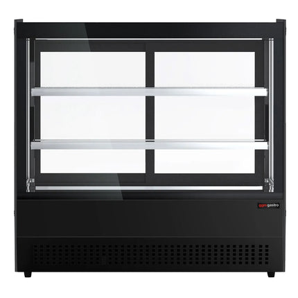 GGM Gastro Countertop display fridge - 120L - 700mm - Double glazing - square - with 2 glass shelves - rear sliding glass doors - Black