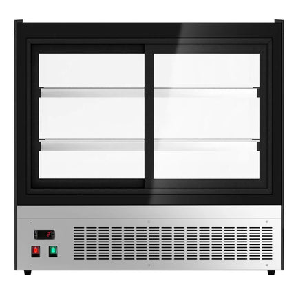 GGM Gastro Countertop display fridge - 120L - 700mm - Double glazing - square - with 2 glass shelves - rear sliding glass doors - Black
