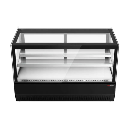 GGM Gastro Countertop display fridge - 120L - 700mm - Double glazing - square - with 2 glass shelves - rear sliding glass doors - Black
