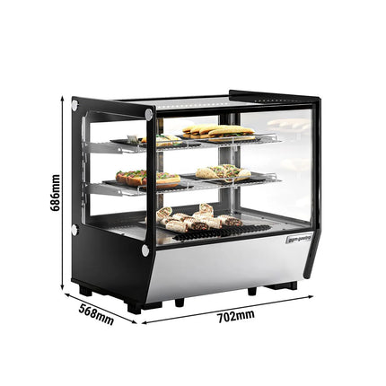 GGM Gastro Countertop display fridge - 120L - 702mm - Double glazing - with 2 adjustable shelves - rear sliding glass doors