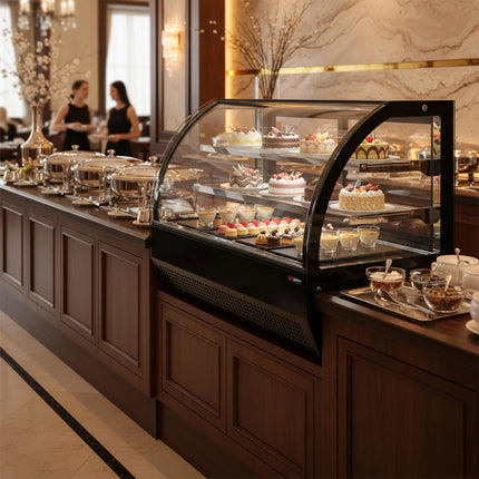 GGM Gastro Countertop display fridge - 140L - 900mm - Double glazing - with 2 glass shelves - rear sliding glass doors
