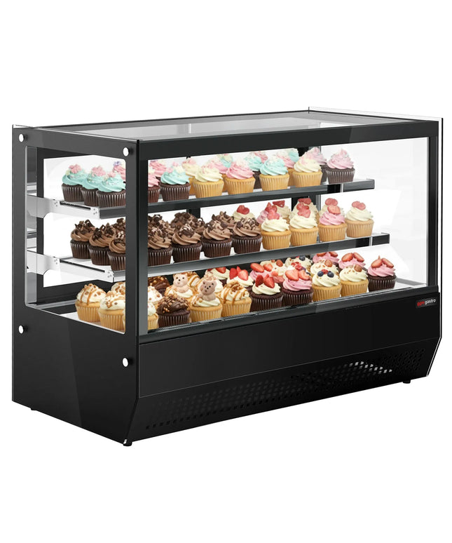 GGM Gastro Countertop display fridge - 160L - 900mm - Double glazing - with 2 glass shelves - rear sliding glass doors