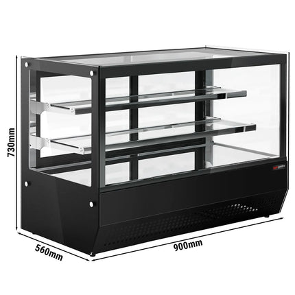 GGM Gastro Countertop display fridge - 160L - 900mm - Double glazing - with 2 glass shelves - rear sliding glass doors