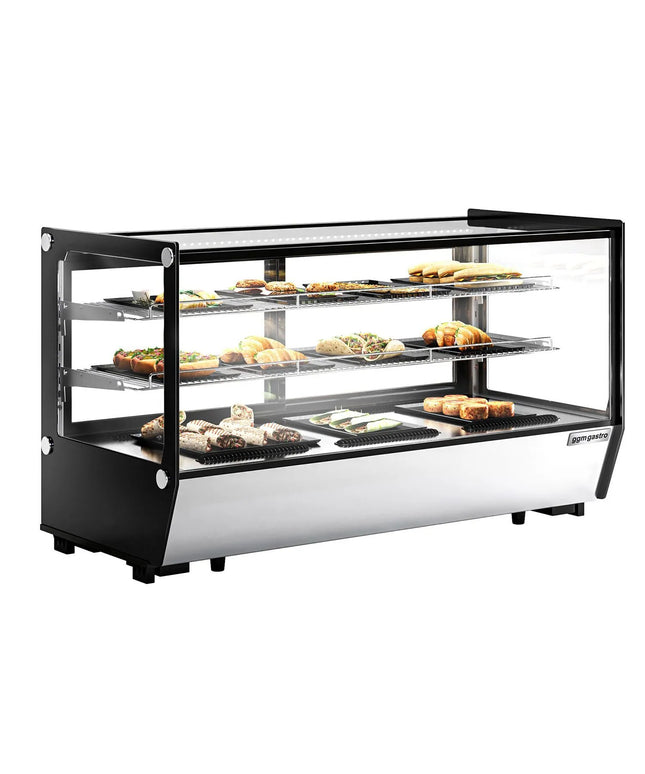 GGM Gastro Countertop display fridge - 200L - 1219mm - Double glazing - square - with 2 adjustable chrome shelves - rear sliding glass doors