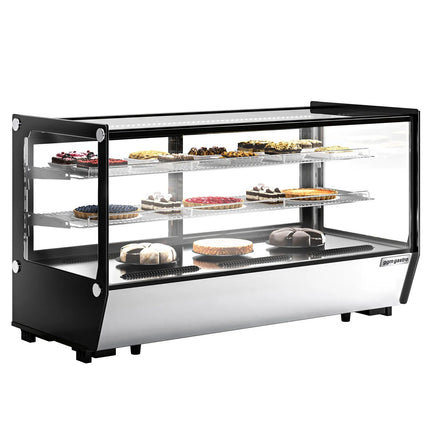 GGM Gastro Countertop display fridge - 200L - 1219mm - Double glazing - square - with 2 adjustable chrome shelves - rear sliding glass doors