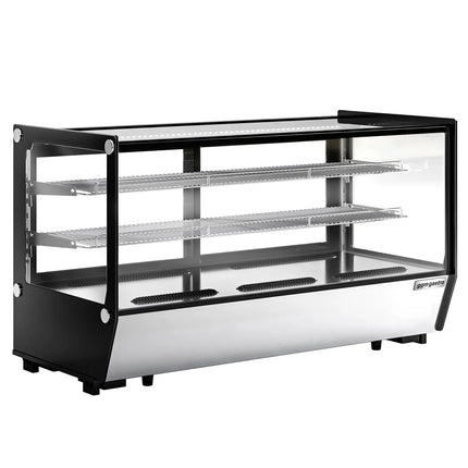 GGM Gastro Countertop display fridge - 200L - 1219mm - Double glazing - square - with 2 adjustable chrome shelves - rear sliding glass doors