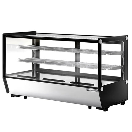 GGM Gastro Countertop display fridge - 200L - 1219mm - Double glazing - square - with 2 adjustable chrome shelves - rear sliding glass doors