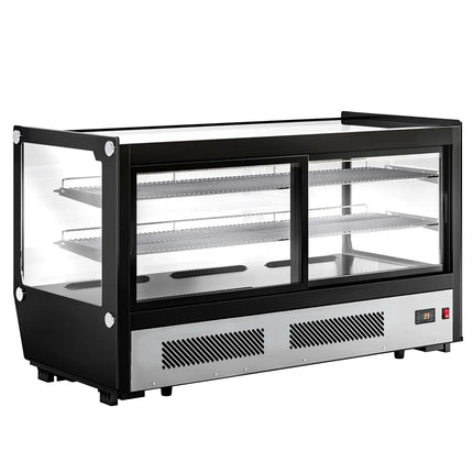 GGM Gastro Countertop display fridge - 200L - 1219mm - Double glazing - square - with 2 adjustable chrome shelves - rear sliding glass doors