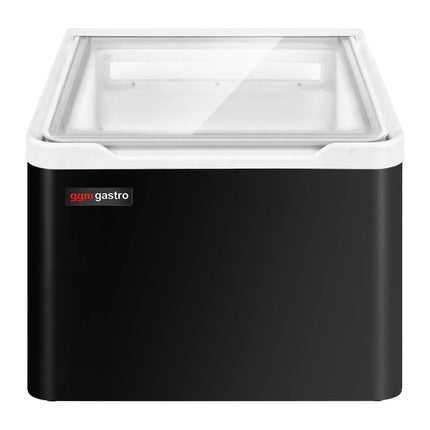 GGM Gastro Countertop Ice Cream Display Freezer - 460mm - Static cooling - for 2 x 5 litres Napoli pans - Black - hinged glass lid