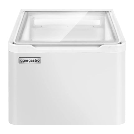 GGM Gastro Countertop Ice Cream Display Freezer - 460mm - Static cooling - for 2 x 5 litres Napoli pans - hinged glass lid - White