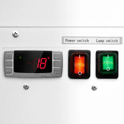 GGM Gastro Countertop Ice Cream Display Freezer - 460mm - Static cooling - for 2 x 5 litres Napoli pans - hinged glass lid - White