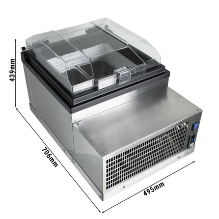 GGM Gastro Countertop Ice Cream Display Freezer - 495mm - Static cooling - for 2 x 5 litres Napoli pans