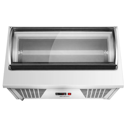 GGM Gastro Countertop Ice Cream Display Freezer - 867mm - Static cooling - with LED lighting - for 4 x 5 litres Napoli pans - hinged glass lid