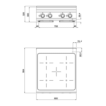 GGM Gastro Countertop Induction Hob - 20kW - 4 zones