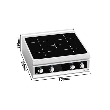 GGM Gastro Countertop Induction Hob - 20kW - 4 zones - Bflex Digital - Heavy Duty - High-Output Model