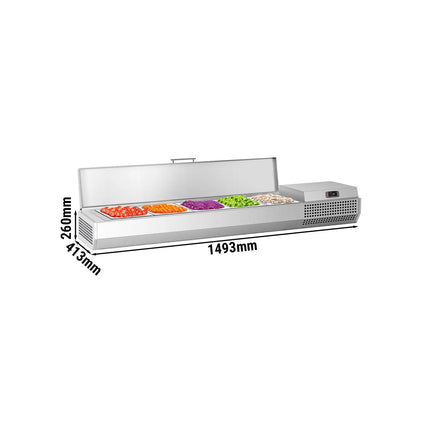 GGM Gastro Countertop Prep Well / Refrigerated Topping Unit - 1493x413mm - 5x GN 1/3