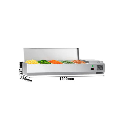 GGM Gastro Countertop Prep Well / Refrigerated Topping Unit ECO - 1200x335mm - 5x GN 1/4