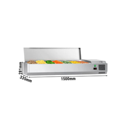 GGM Gastro Countertop Prep Well / Refrigerated Topping Unit ECO - 1500x335mm - 7x GN 1/4