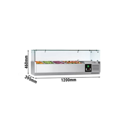 GGM Gastro Countertop Prep Well / Refrigerated Topping Unit PREMIUM - 1200x395mm - 3x GN 1/3 & 1x GN 1/2