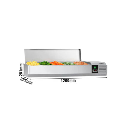 GGM Gastro Countertop Prep Well / Refrigerated Topping Unit PREMIUM - 1200x335mm - 5x GN 1/4