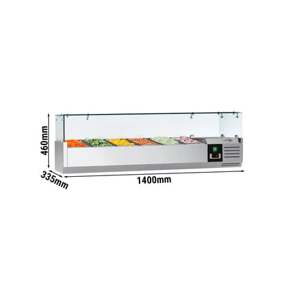 GGM Gastro Countertop Prep Well / Refrigerated Topping Unit PREMIUM - 1400x335mm - 6x GN 1/4