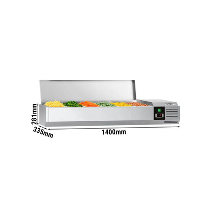 GGM Gastro Countertop Prep Well / Refrigerated Topping Unit PREMIUM - 1400x335mm - 6x GN 1/4