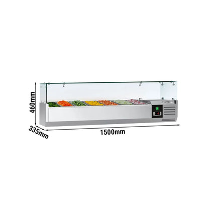 GGM Gastro Countertop Prep Well / Refrigerated Topping Unit PREMIUM - 1500x335mm - 7x GN 1/4